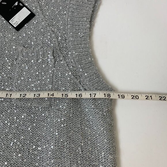 ATM Womens Sequin Crew Neck Knit Sweater Vest SMALL Gray Fog Alpaca Wool Blend - Picture 9 of 10